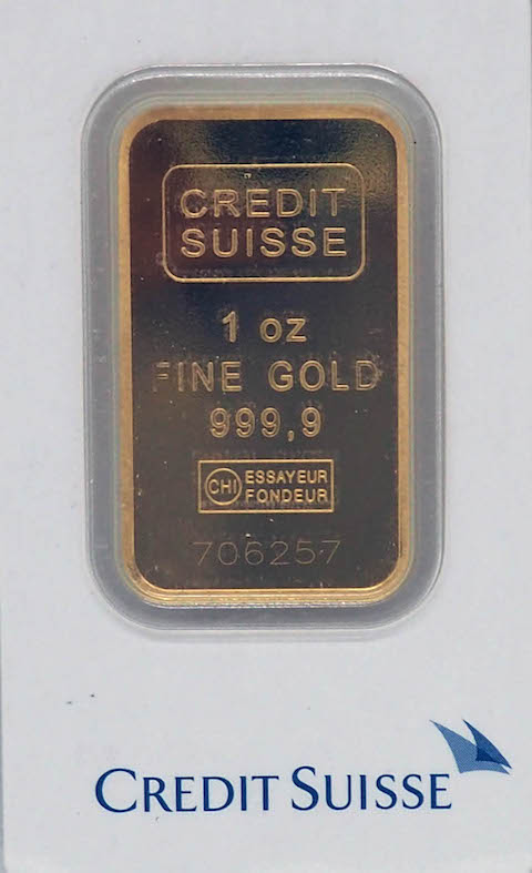 1 OZ Gold Credit Suisse Bar Ontario, Canada
